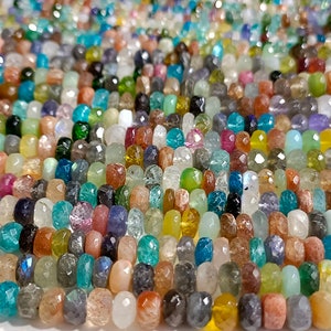 AAA+++1 Strand natural mix colour stone faceted rondelle beads/disco mix stone colour faceted rondelle beads/natural mix stone beads/13&#39;&#39;