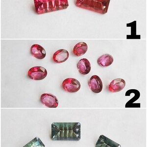AAA+++1 Set Pink Topaz Octagon Concave Cut, Pink Topaz Oval Cut, Green Paraiba Topaz Octagon Concave Cut Loose Gemstones For Making Jewelry.