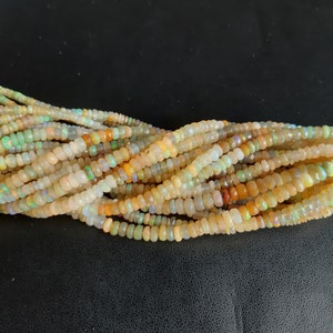 AAA+++1 Strand Natural Ethiopian Opal Faceted Rondelle Beads/Ethiopian Opal Multi Shaded Beads/2.80mm to 6.60mm/16&quot; Length.