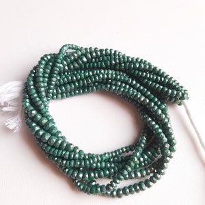 AAA+++1 Strand Dyed Silverite Green Ruby Micro Faceted Rondelle Beads/Natural Ruby Micro Faceted Beads/4.00mm to 6.00mm/14&quot; Length.