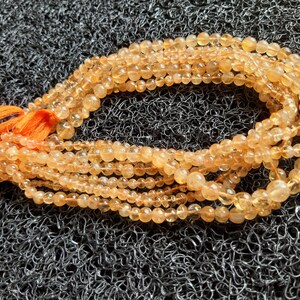 AA++1 Strand Natural Citrine Plain Round Beads/Citrine Smooth Plain Round Beads/3.30mm to 6.00mm/13&quot; Length.