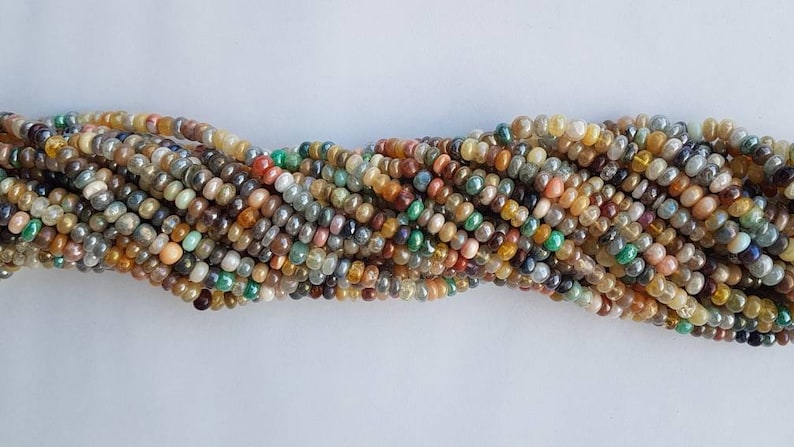 AAA+++1 Strand silverite opal multi plain smooth rondelle beadsmulti opal plane rondelle beadsnatural disco opal beadsopal Silverite13