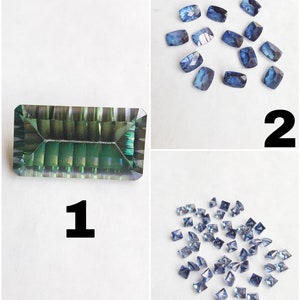 AAA+++1 Set Green Paraiba Crystal Coated Octagon Concave Cutting/Blue Crystal Coated Octagon Checker Cut Concave/Blue Crystal Coated Square.