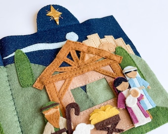 Quiet Book Pattern and Templates | Silent Night Christmas Nativity Felt Craft for Kids