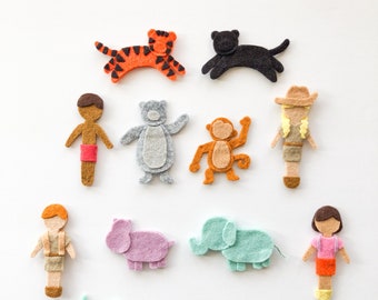 No Sew Jungle Adventures and Animals Felt Doll Pattern