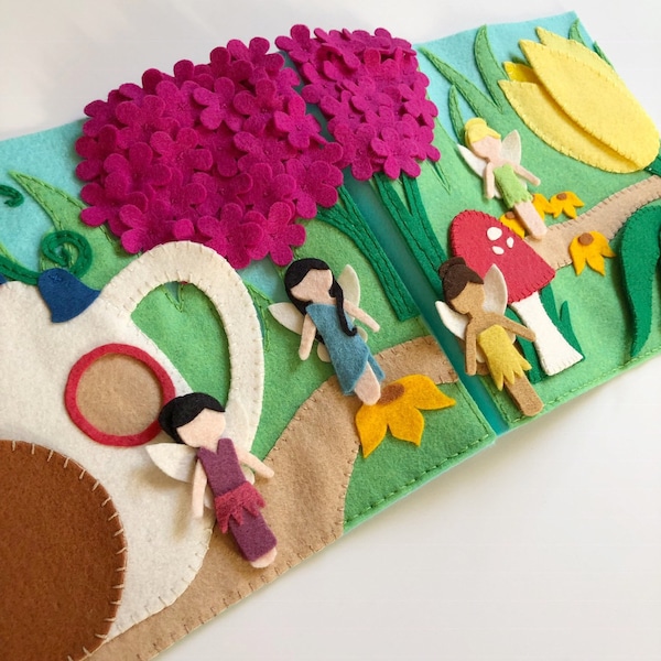 Patrón de libro silencioso de fieltro para jardín de hadas + plantilla de muñeca Fairy Friends