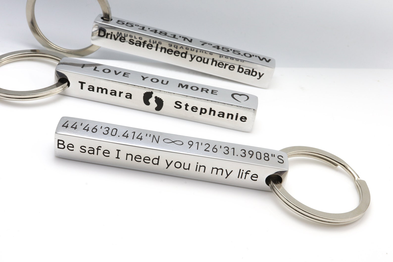 Custom Keyring GPS Coordinates Keychain Personalised Etsy