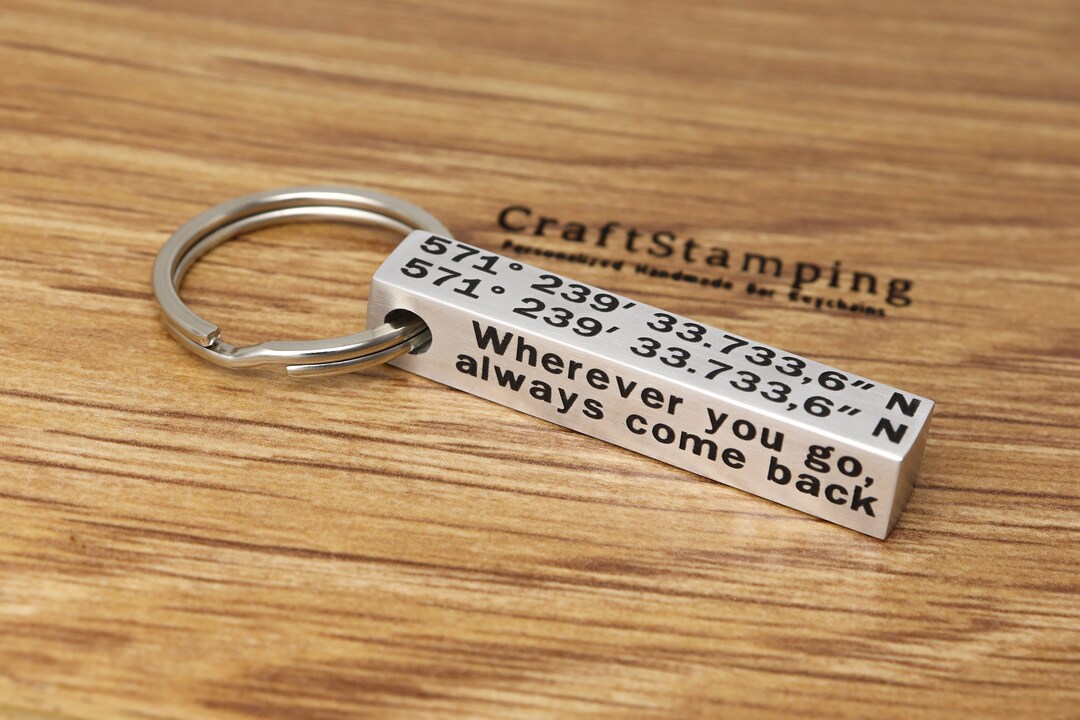 Morse Code Gifts, GPS Coordinates Keyring, Morse Code Keychain, Gift ...