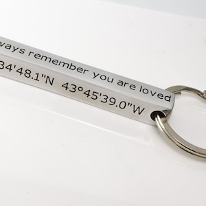 Custom Bar Keychain,Personalized Key Chain,Custom Coordinates Keychain,Personalized Keychain,Customized Keyring,Husband gift,Gift for men