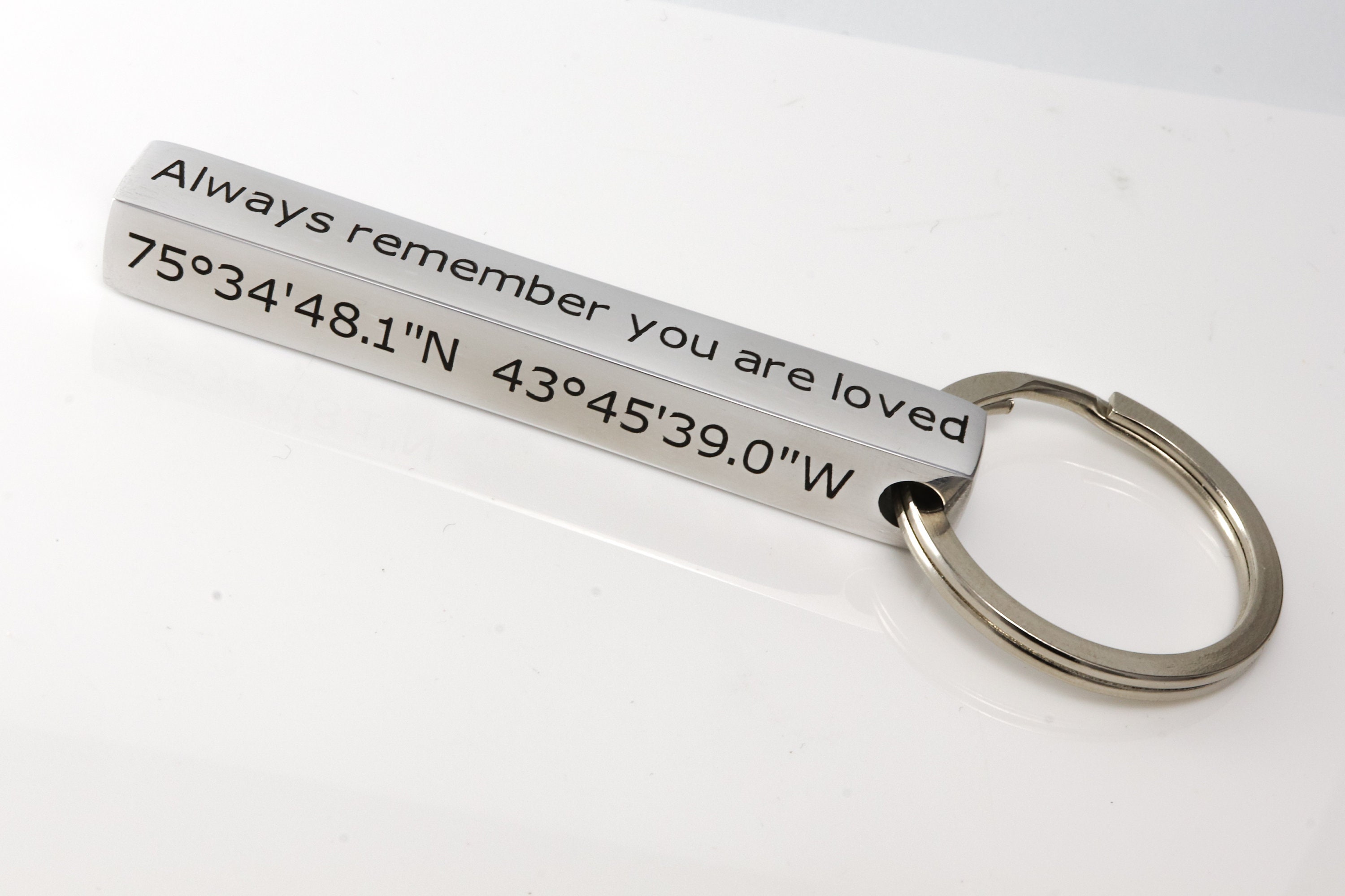 Custom Bar Keychain,personalized Key Chain,custom Coordinates Keychain ...