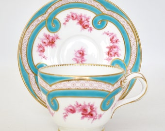 花柄リボン装飾の陶磁器皿アンティーク