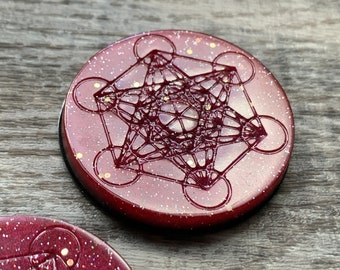 Red Orgonite® Metatron's Cube EMF Shield: Spiritual Decor