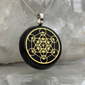 Pendentif Orgonite® - Cube de Metatron, géométrie sacrée - Collier énergie cristal