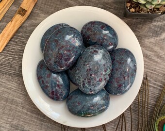 Ruby Kyanite Palm Stone: Polished Tumbled Gemstone, XL Crystal