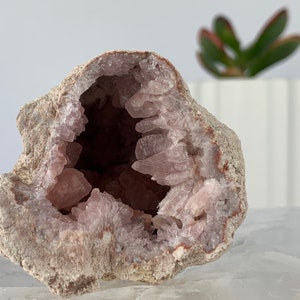 PINK AMETHYST Crystal Geode - Raw and Natural Mineral Specimen - Home Warming Gift, Energy Healing Crystal Cluster, Home Decor, PA12