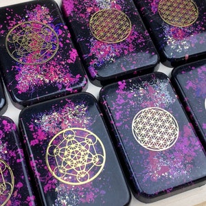 Orgonite® EMF 5G Cell Phone Protector - Metatrons Cube and Flower of Life