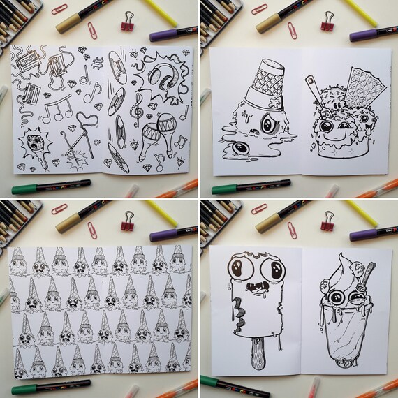 Printable Pdf Vol 1 Colouring Book Kawaii Cute Doodle Etsy Printable Pdf Vol 1 Colouring Book Kawaii Cute Doodle Etsy