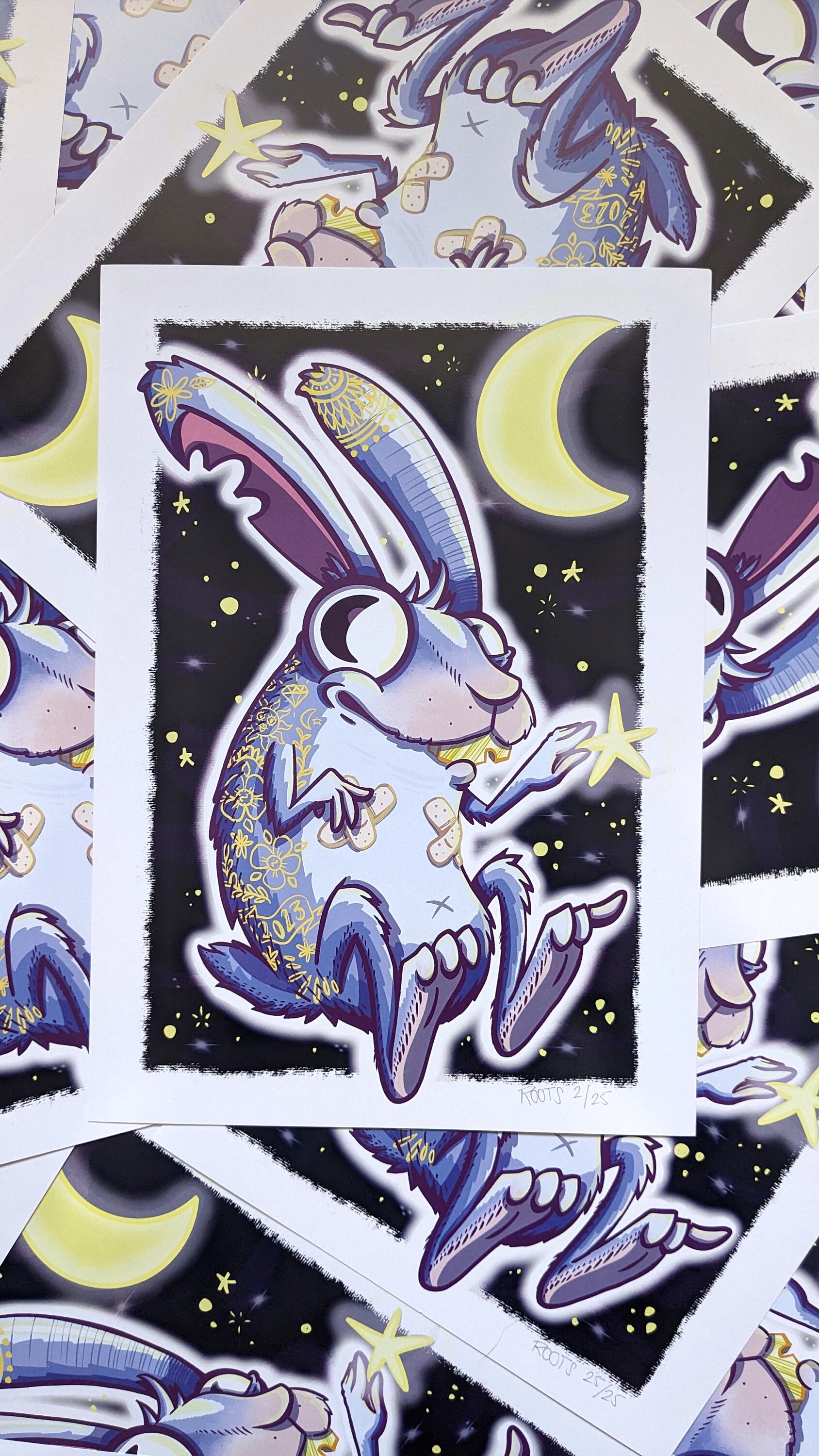 LUNAR BUN A4/A3 Print Rabbit Bunny Moon Night Sky - Etsy