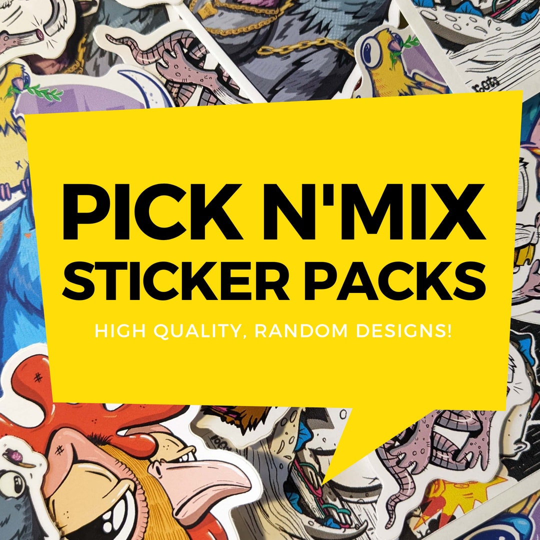 Sticker Mix Bunch Sticker Packs Pick N Mix Various Designs Cartoons, Doodle, Humour ...