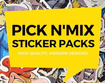 Sticker packs! Pick n mix - various designs - cartoons, doodle, humour, kawaii vinyl, stickers, decal, animals, pets, slaps, street art