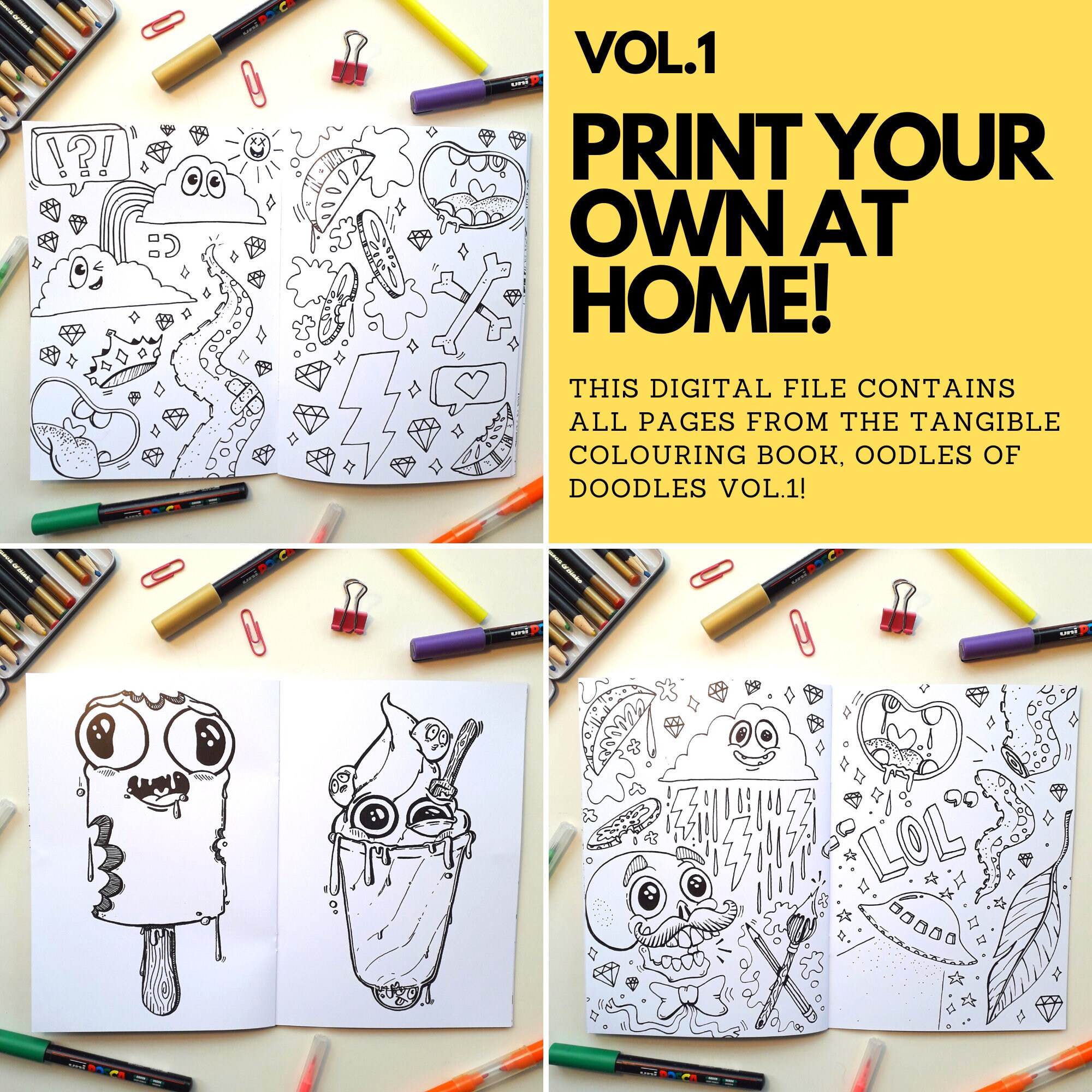 Printable Pdf Vol 1 Colouring Book Kawaii Cute Doodle Etsy Printable Pdf Vol 1 Colouring Book Kawaii Cute Doodle Etsy