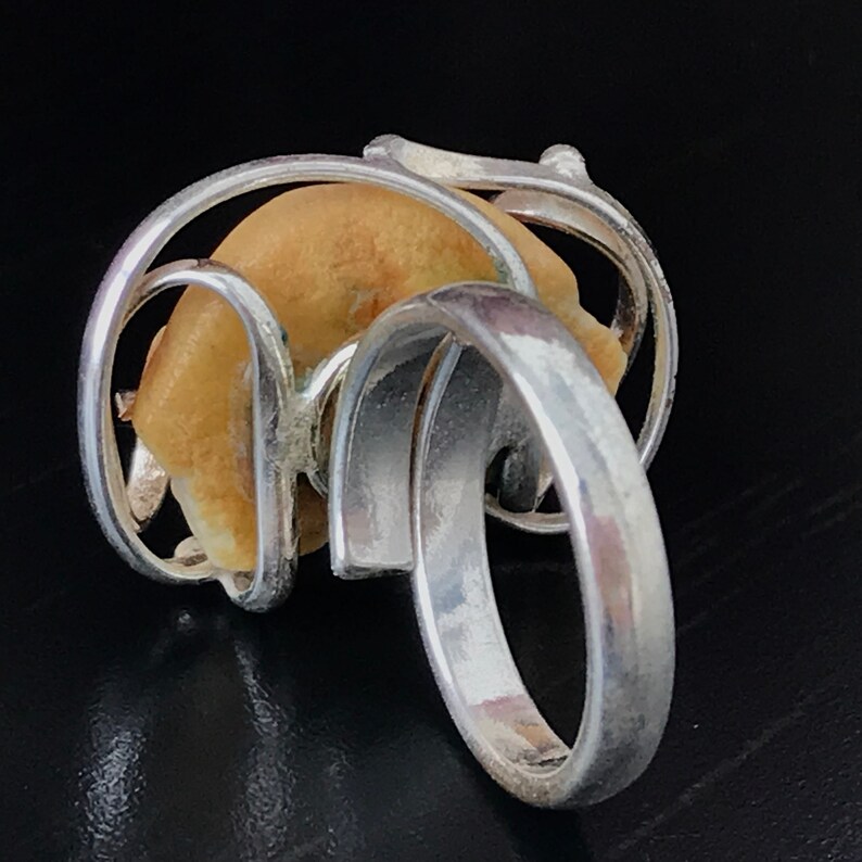 Genuine Baltic Amber Ring Silver Ring Amber Milk Amber Adjustable Ring Braided Gemstone Butterscotch toffee amber