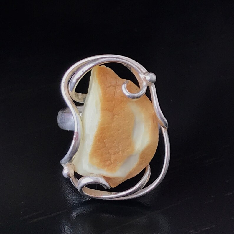 Genuine Baltic Amber Ring Silver Ring Amber Milk Amber Adjustable Ring Braided Gemstone Butterscotch toffee amber