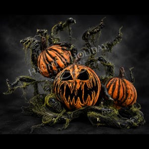 Esculturas profesionales de calabazas para decoración navideña / Decoración de Halloween hecha a mano, artículos de colección