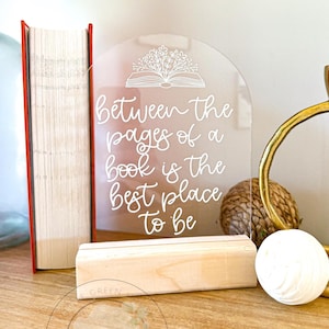 Shelf Sitter “Between the Pages” Sign – Book Lover Gift | Bookish Room Decor | Reading Nook Aesthetic