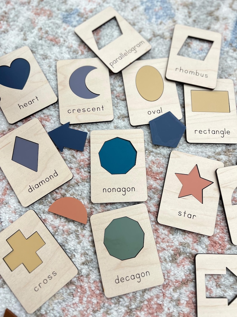 Shape Sorting Learning Activity | 21 Shapes | Montessori Style | Wooden ...
