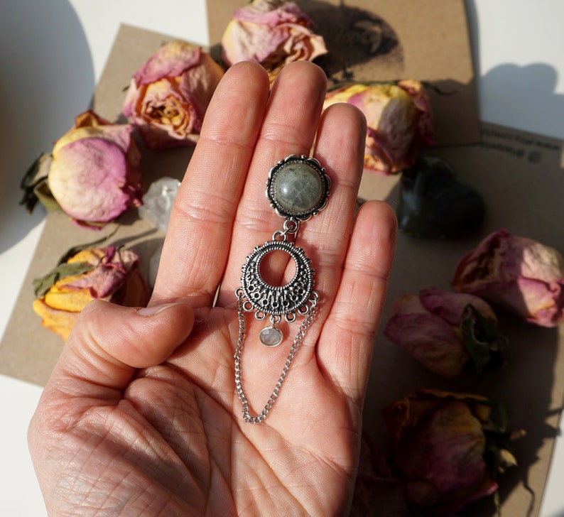 Silver Labradorite Drop Custom Ear Plugs ; 8mm 10mm 12mm 14mm Earrings