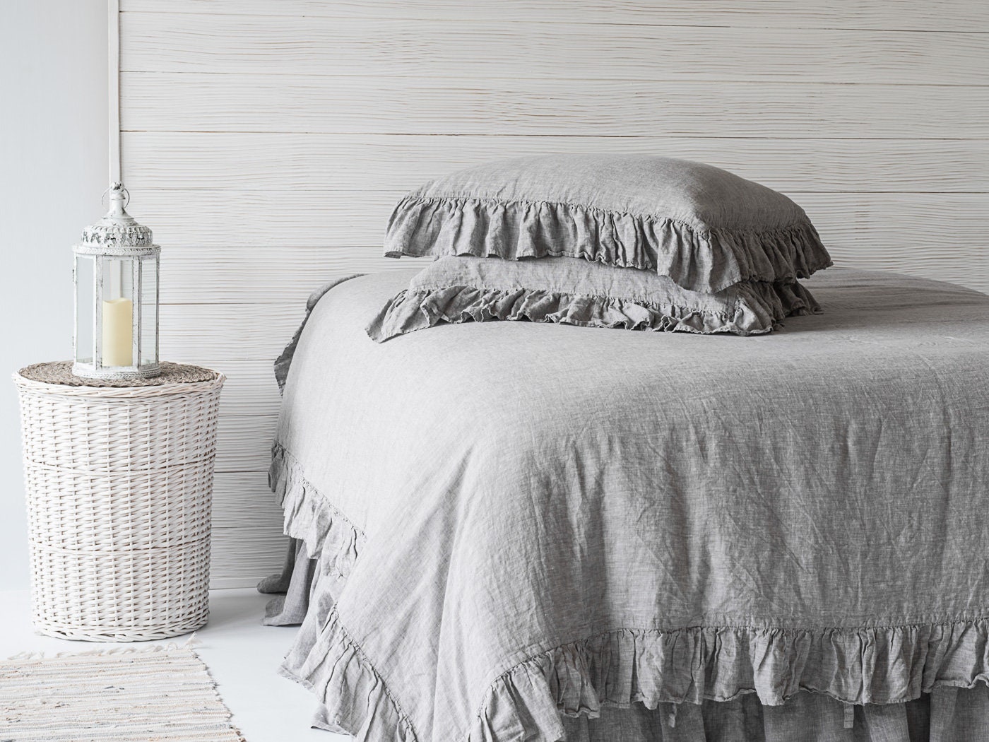 Ruffled Linen Duvet Cover Twin Full Queen King California Etsy