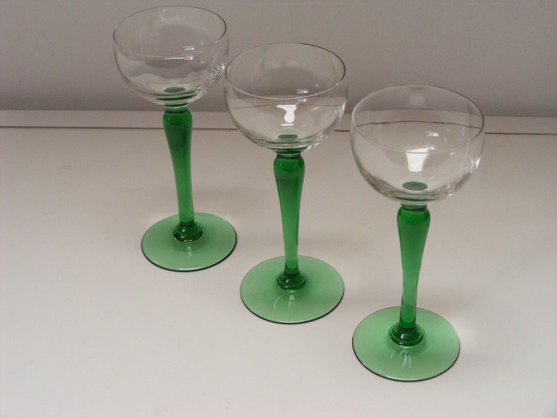 Luminarc Tall Green Stemmed Cordial/Liqueur Glasses Lead Etsy