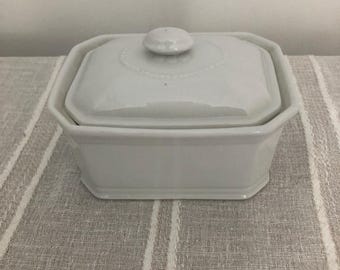 Apilco pate foie gras terrine /Butter Dish, Lidded ,Whiteware, French Vintage