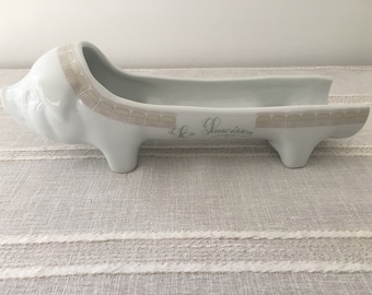 Apilco, Le Saucisson / Sausage &quot;Un Petit Cochon&quot; Pig Charcuterie Dish, French Vintage, 1970&#39;s, Very Cute