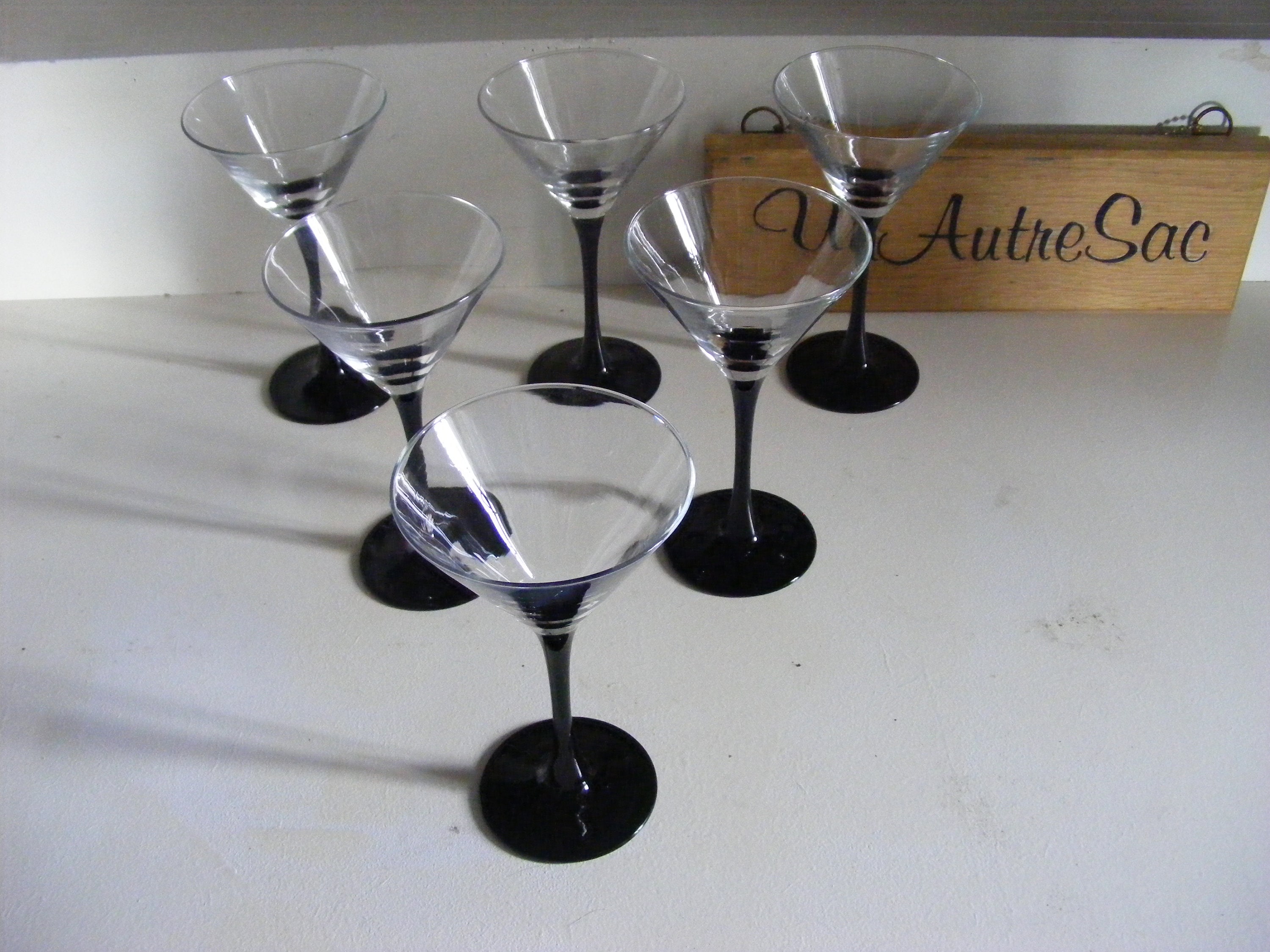 Luminarc Martini Cocktail Glasses Set of Six Black Stems Etsy