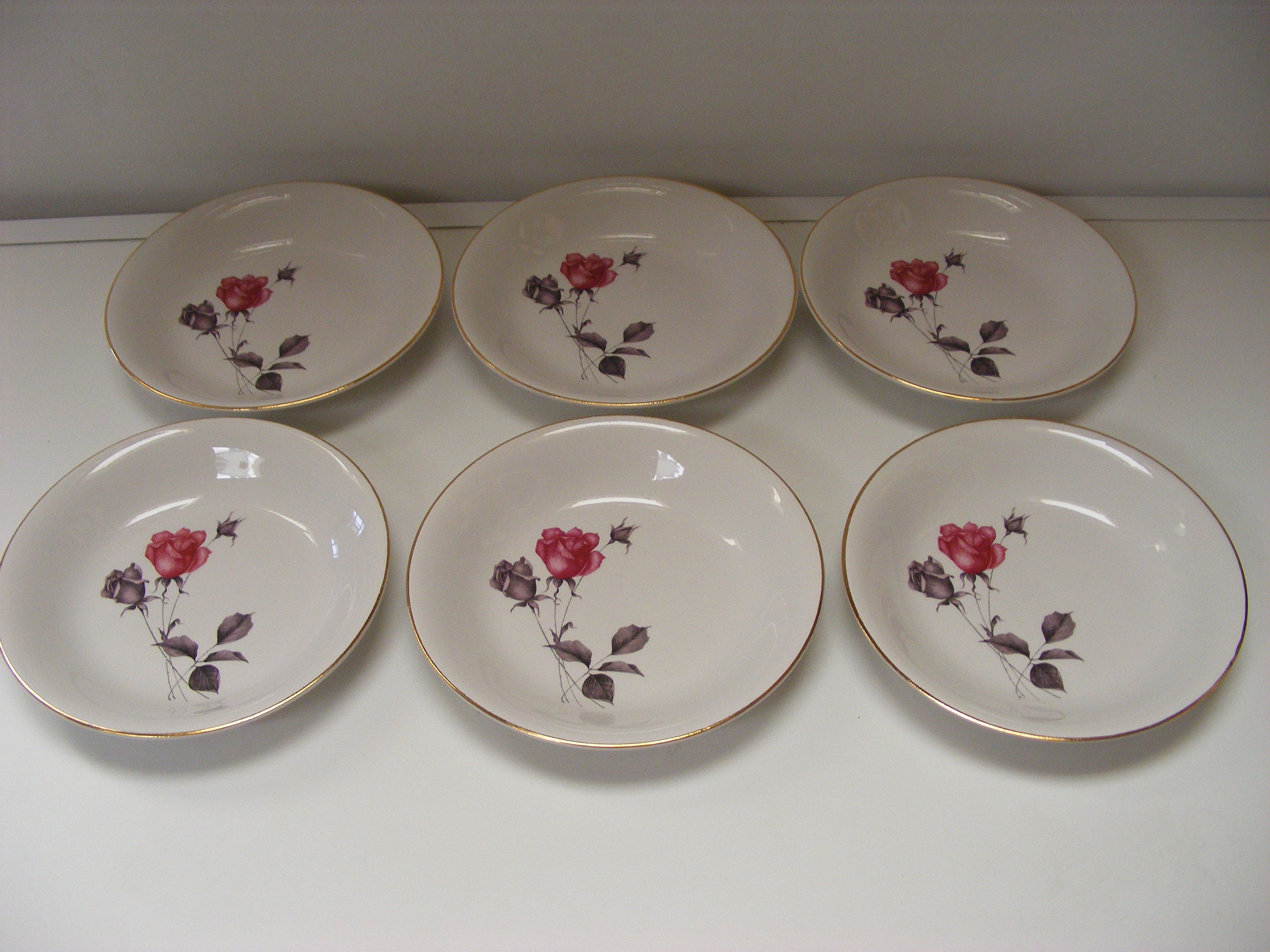 Luneville, Badonviller Aden Soupe/Entrée Dessert Bols, Ensemble de Six, Années 1950, Superbe