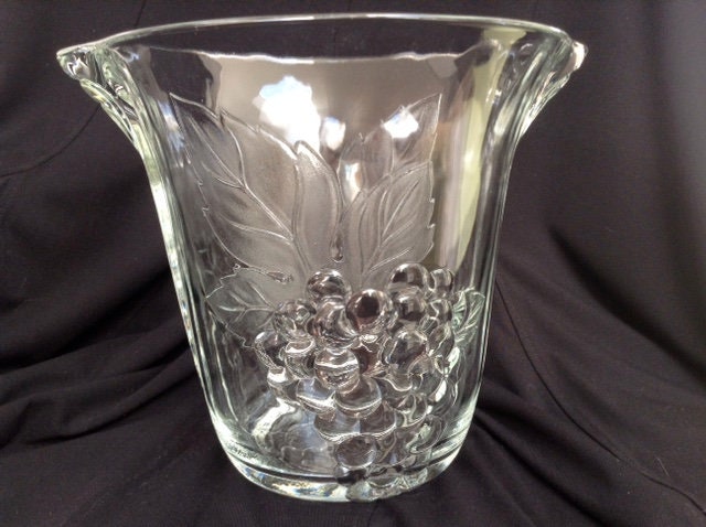 Plomb Crystal Champagne/Vin Ice Bucket. Français Vintage, Restaurant, Bistro, Café. Motif de Feuille