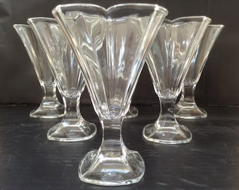 Luminarc Dessert Sundae Coupes Glasses, Set of Six, French Vintage, 1970's, Fluted Scalloped Edge