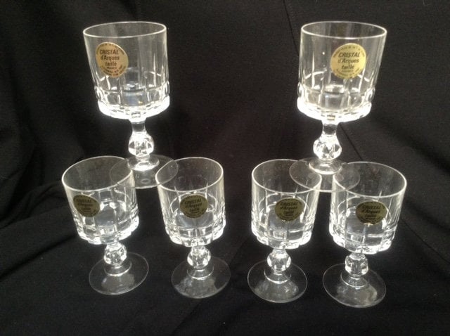 Crystal d'arques Chambord Sherry/Liqueur/Shot Glasses, Français Vintage, 24% Plomb Crystal, J.g.dura