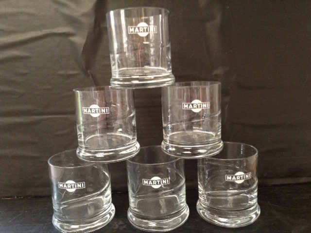 Martini Tumblers, Set Of Six, Années 1970, Gin & It, Fabulous, Vintage