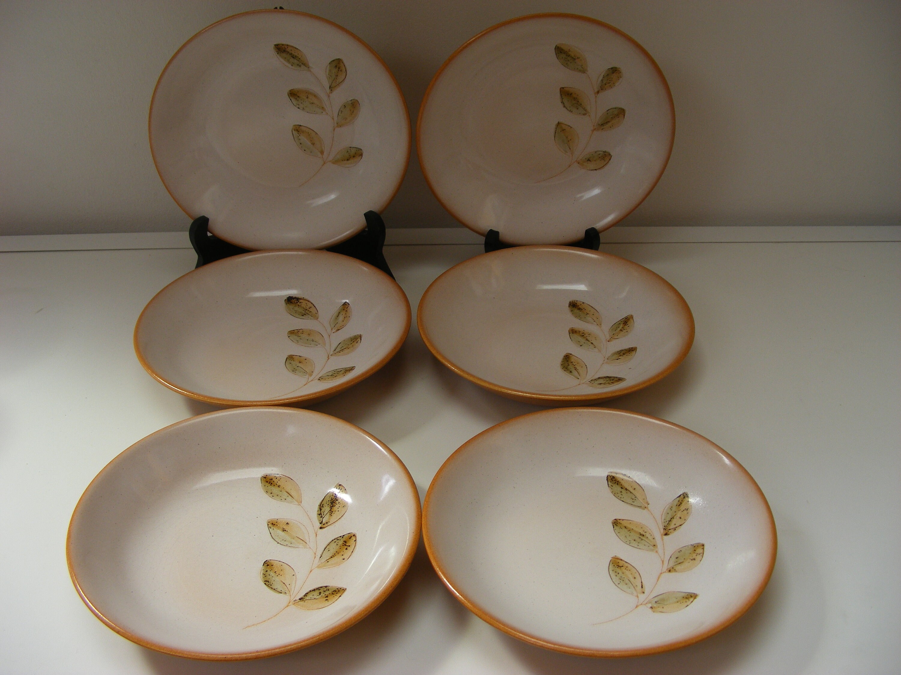 st Amand Hollow Plates, Cévennes Design, Set Of Six, Immaculate, Français Vintage, 1960's