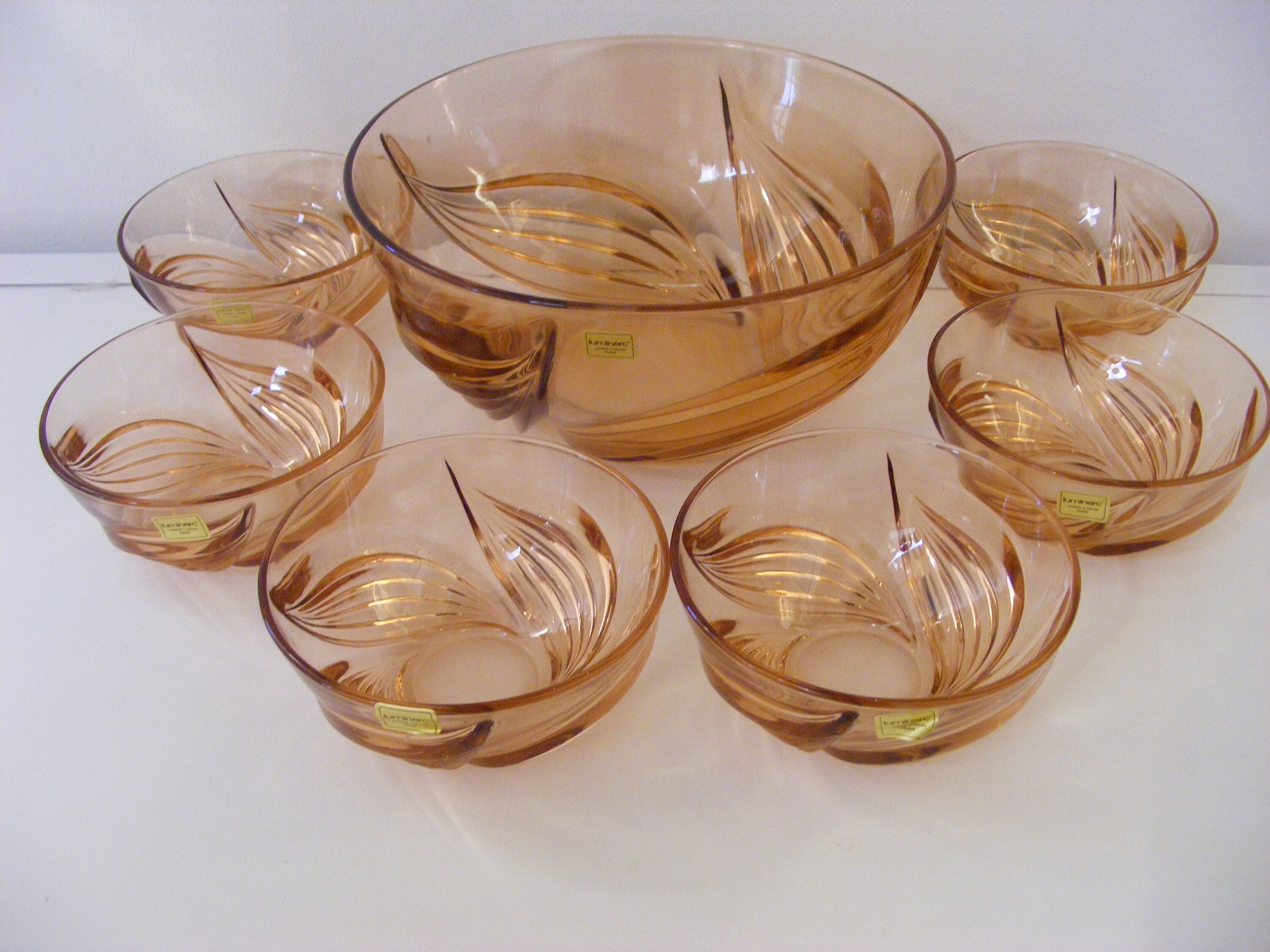 Luminarc Rosaline Mistral 7 Piece Bowl Set Dessert Set, 1 Grand Bol 6 Petits Bols de Service Boxed A
