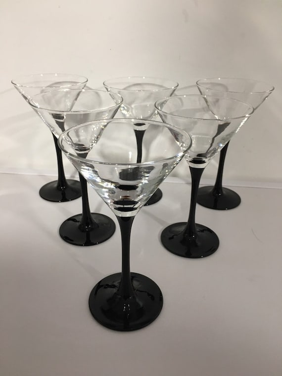 Luminarc Martini/cocktail Glasses Black Stems Set of Six Etsy