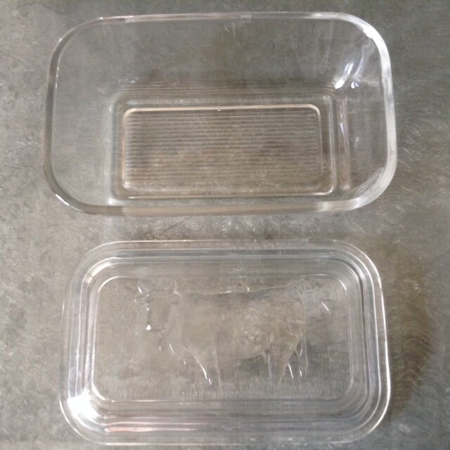 Arcoroc cow Butter Dish Pressed Glass French Etsy UK