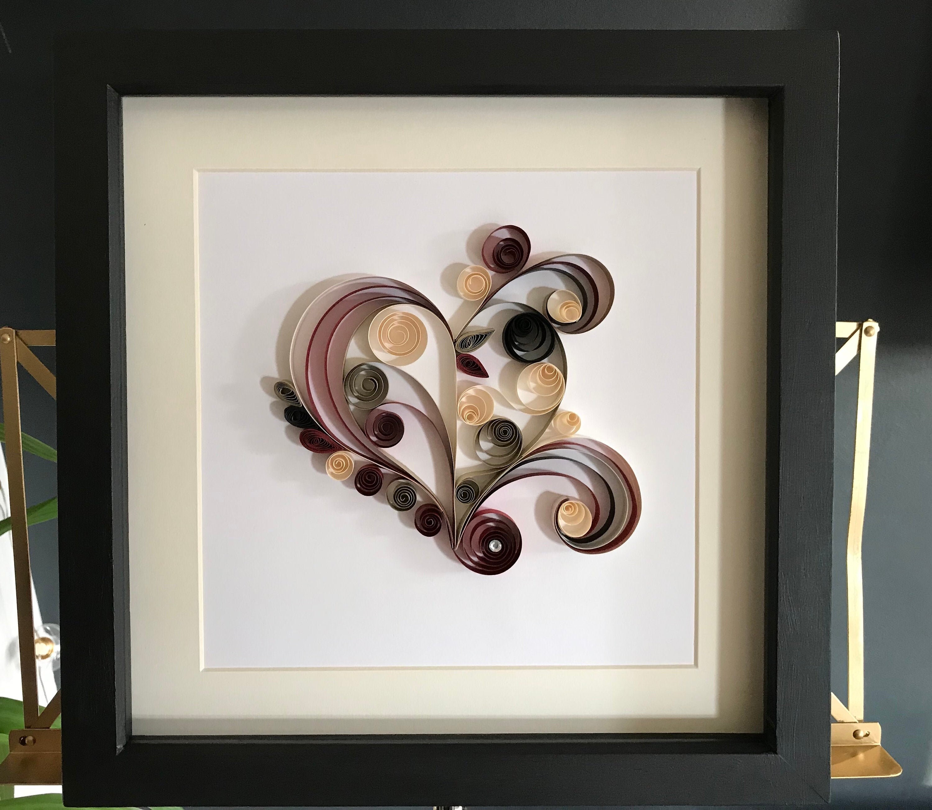 Quilled Heart Frame Shadow Box Frame Valentines Day First Etsy Canada