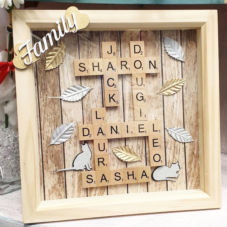 Personalised Scrabble Wall Art Family Names Framed Gifts Etsy Nederland