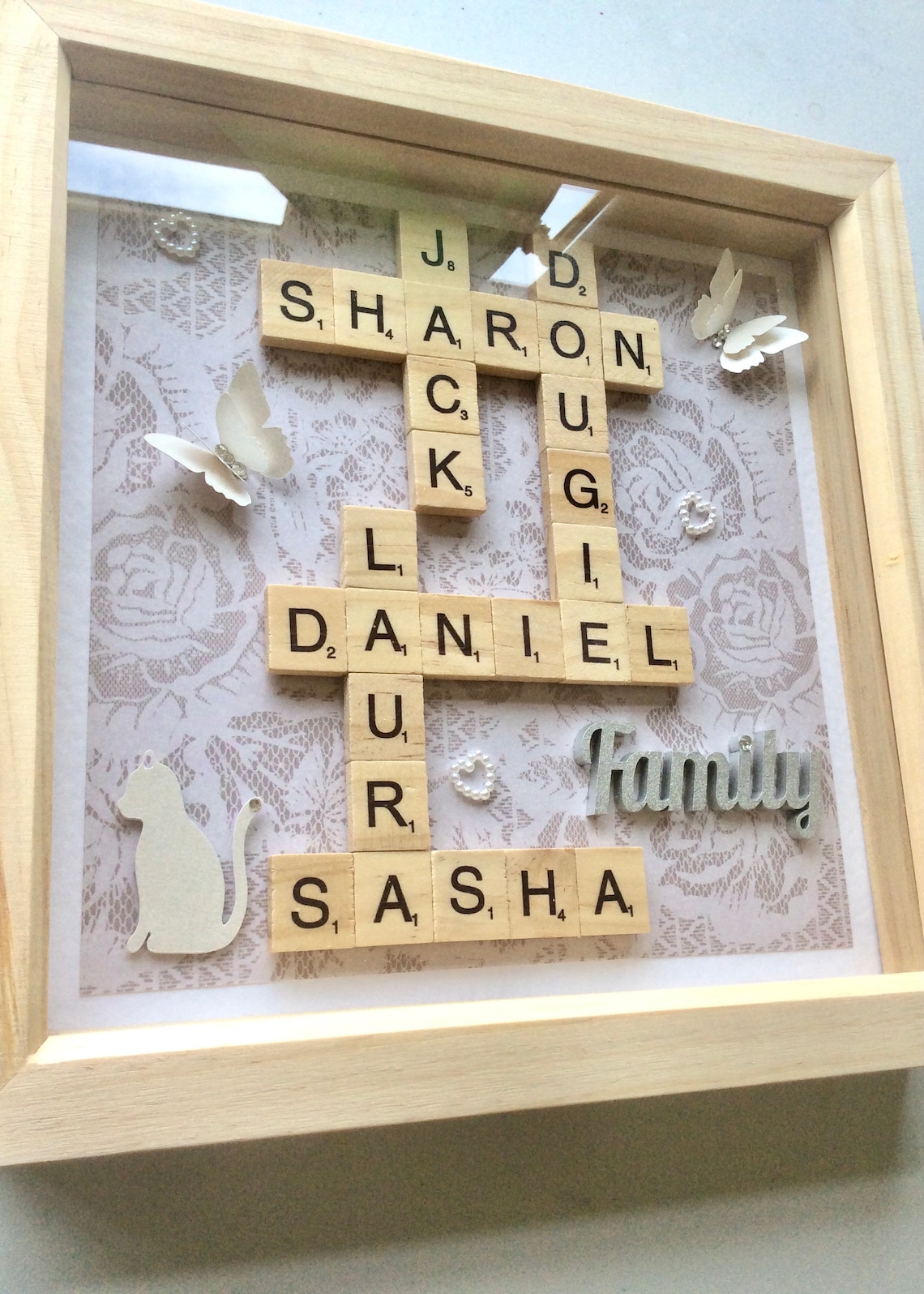 Personalised Scrabble Wall Art Family Names Framed Gifts Etsy Nederland