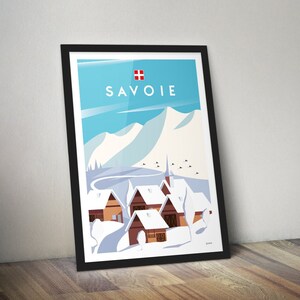 Illustration poster "Savoie" snowy mountain village | GUIZOO