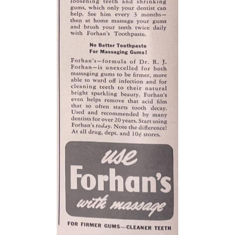 1940s Bathroom Wall Decor Forhans Toothpaste Gingivitis Dental Care ...
